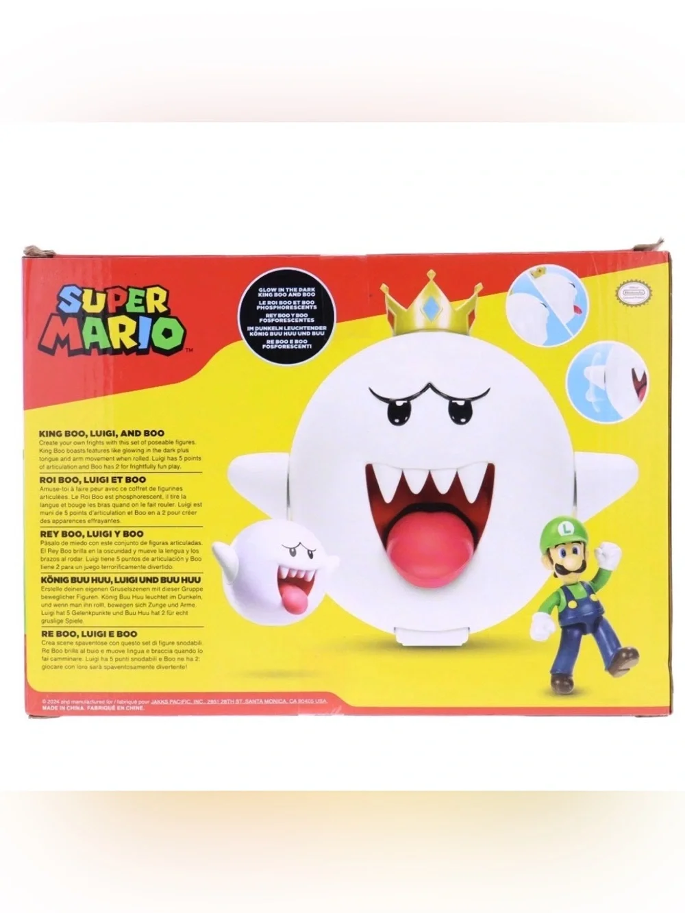 Super Mario King Boo & Luigi Figure Playset - White King Boo with Crown